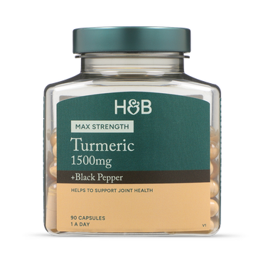 Holland & Barrett კურკუმა 1500მგ + შავი პილპილი, 90 კაფსულა