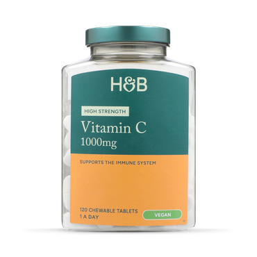 Holland & Barrett მაღალი სიძლიერის ვიტამინი C 1000 მგ, 120 საღეჭი ტაბლეტი