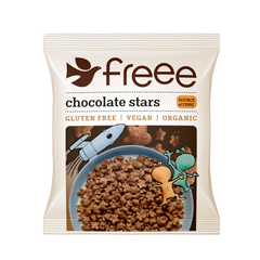 Doves Farm ხრაშუნა შოკოლადის ვარსკვლავები გემრიელი საუზმისთვის, გლუტენის გარეშე, 25 გრ