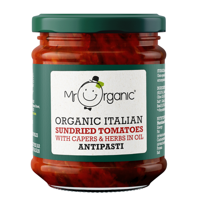 Mr Organic იტალიური მზეზე გამომშრალი პომინდვრის ანტიპასტო, 190 გრ