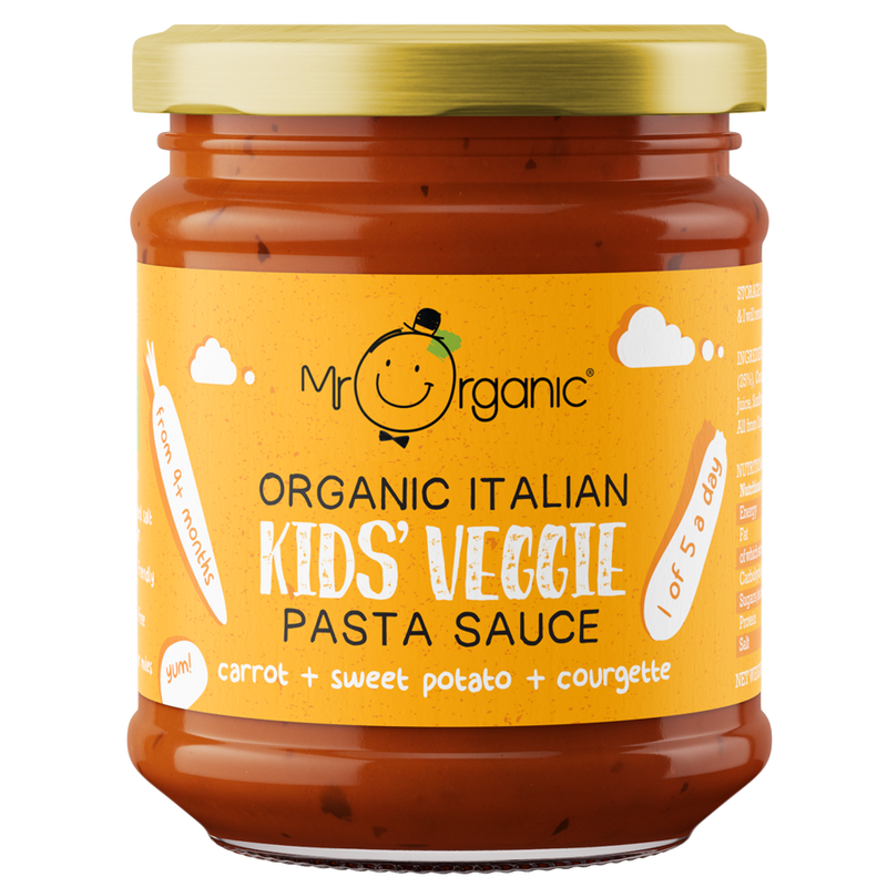 Mr Organic  მაკარონის სოუსი ბავშვებისთვის, სტაფილო, ტკბილი კარტოფილი და ყაბაყი, 200 გრ