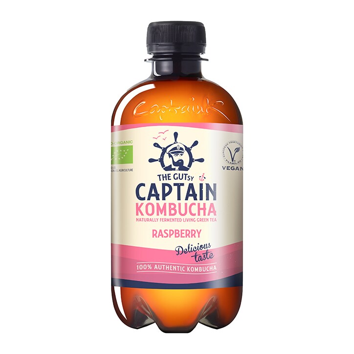 The GUTsy Captain Kombucha კალიფორნიული ჟოლოს ბიო სასმელი, 400 მლ