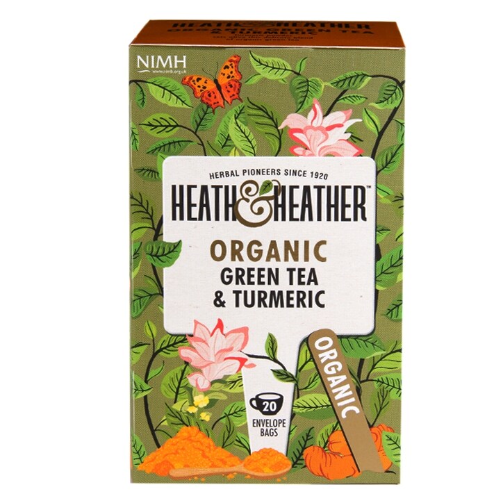 Heath & Heather ორგანული მწვანე ჩაი და კურკუმა, 20 პაკეტი