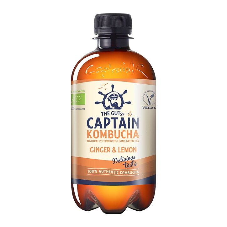 The GUTsy Captain Kombucha ბიო-ორგანული სასმელი კოჭა და ლიმონი, 400 მლ
