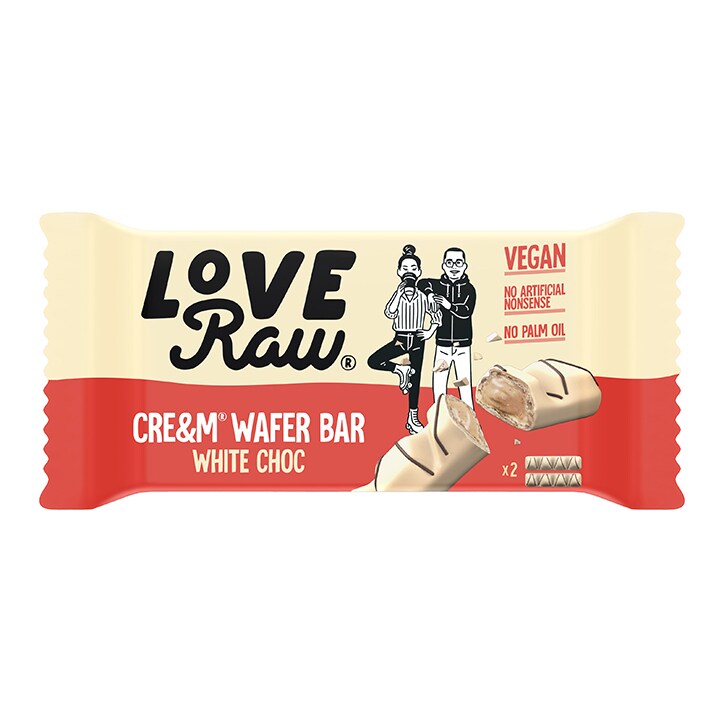 Love Raw ვეგანური თეთრი შოკოლადის და ნაღების ორი ბარი, 44 გრ