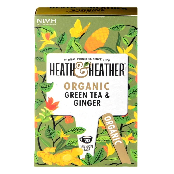 Heath & Heather ორგანული მწვანე ჩაი ჯინჯერით, 20 პაკეტი